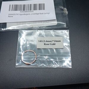 Orange Love Hypoallergenic Cartilage Rook Earring 14mm‎ 14G Rose Gold New